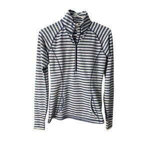 Lucy Womens Striped Half-Zip Pullover XS Blue/White Polyester Blend Pre-Owned